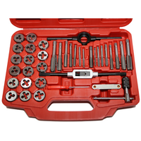 40 Piece Professional SAE Tap & Die Set T&E Tools T40A