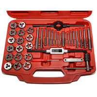 40Pc. Professional Metric Tap & Die Set T&E Tools T40M