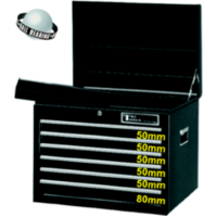 6 Drawer Premier-Traxx Ball-Bearing Deep Top Chest T&E Tools TEST1806BK