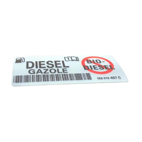 Label  No Bio Diesel 1K0010497C for Volkswagen