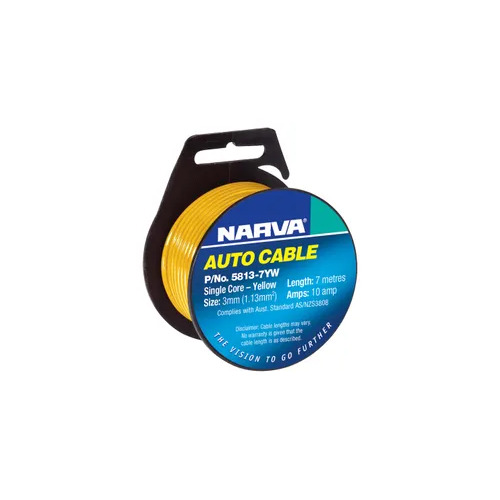 Cable S/Core 3Mm 10A 7M Yellow Narva 5813-7YW
