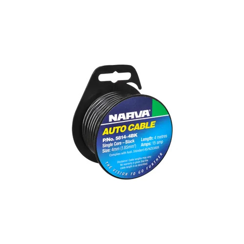 Cable S/Core 4Mm 15A 4M Black Narva 5814-4BK
