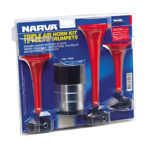 12V Triple Air Horn Kit Narva 72536