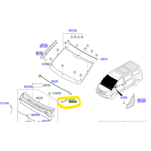 Windscreen Cover Top RH 861544H900 for Hyundai iLoad H1