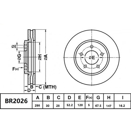 Bendix Brake Disc Rotor BR2026