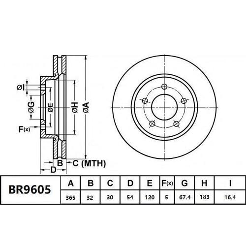 Brake Rotor Front  Ultimate Slotted & Dimpled Bendix BR9607-ULT for Ford Territory SX SUV 4.0LTP BARRA 182