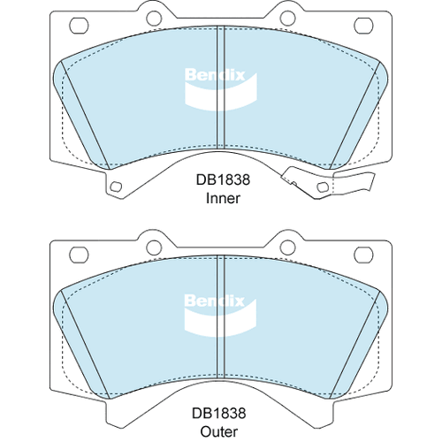 Brake Disc Pad Set Front Bendix DB1838 4WD For Toyota Landcruiser TUNDRA
