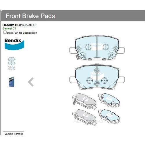 Bendix Front Brake Pads DB2685-GCT