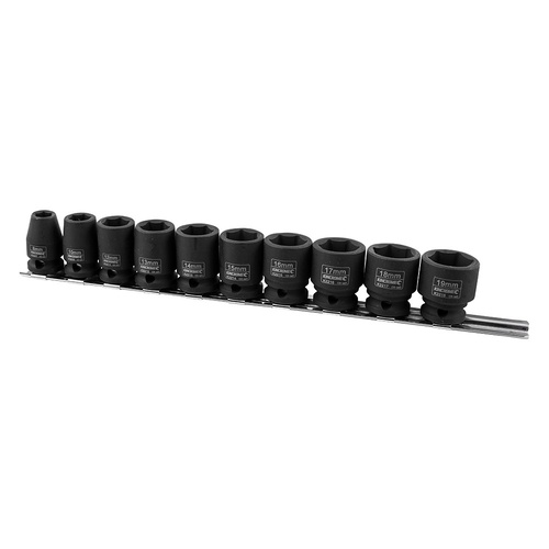 KINCROME Impact Socket Rail 10 Piece 3/8" Drive - Metric K2091