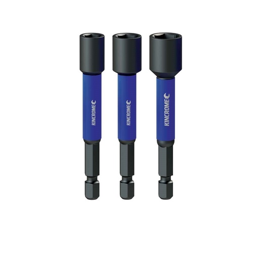 KINCROME 1/4,5/16,3/8 65MM MAGNETIC NUTSETTER IMPACT BIT 3PCK K21505