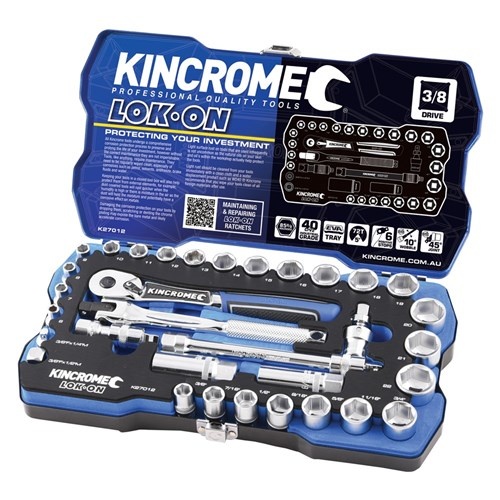 Kincrome LOK-ON™ Socket Set 33 PIECE 3/8" drive K27012