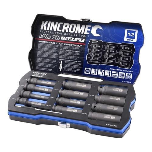 LOK-ON™ DEEP IMPACT SOCKET SET 12 PIECE 1/2" drive K27073