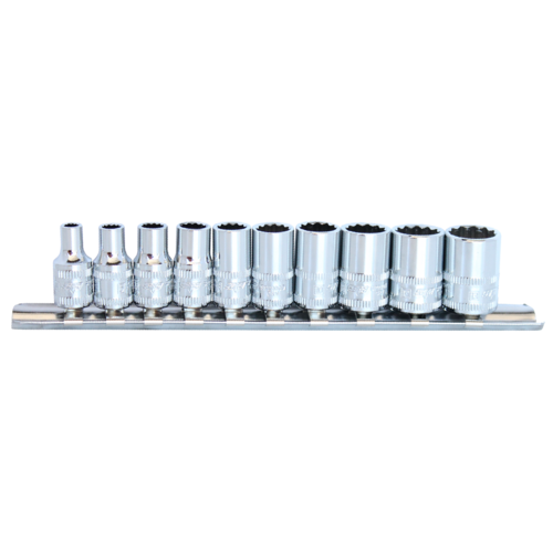 SP Tools Socket rail 1/4 Drive 12 Point 10 Piece Metric SP20130 