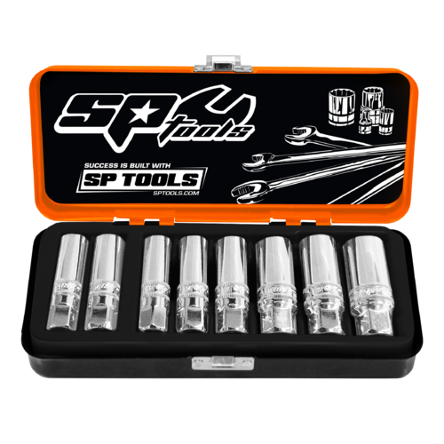 SP Tools  8 Piece 3/8” Square Drive Magnetic Spark Plug Socket Set SP20290