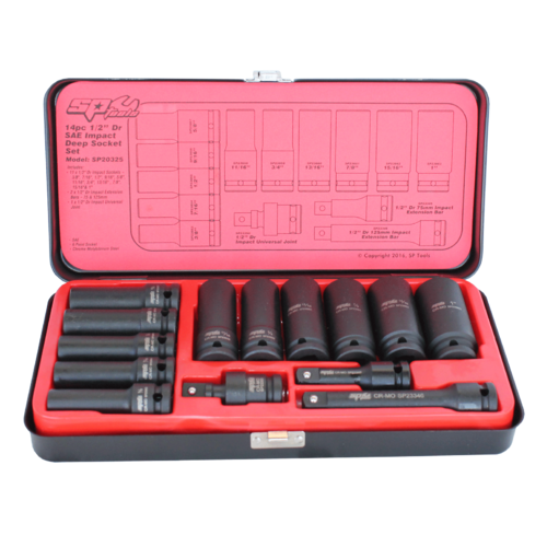 SP Tools Socket Set Impact 1/2 Drive Deep 6 Point 14 PieceAE SP20325 