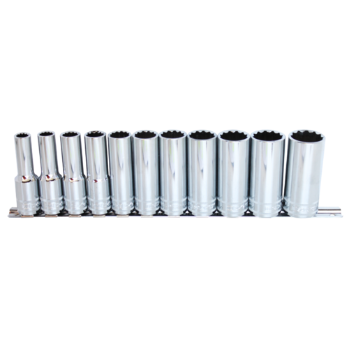 SP Tools Socket rail 1/2 Drive Deep 12 Point 12 Piece Metric SP20340