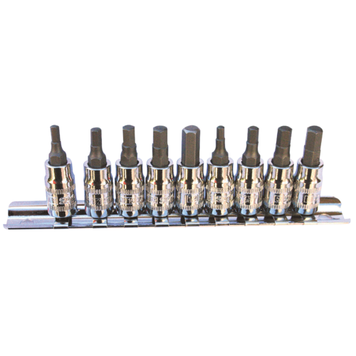 SP Tools Socket rail 1/4" & 3/8" Drive 9 PieceInHex Metric SP20545