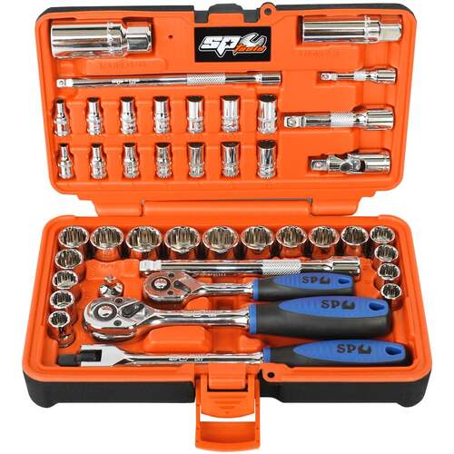 SP Tools Socket Set 42Piece in x-Case 1/4" Drive & 3/8" Drive Metric/SAE SP20601