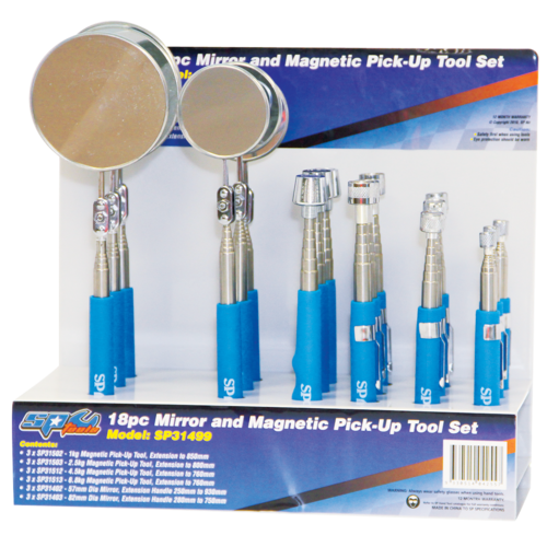 SP Tools Pick-up Tool Display Set Mirror & Magnetic -18 Piece SP31499