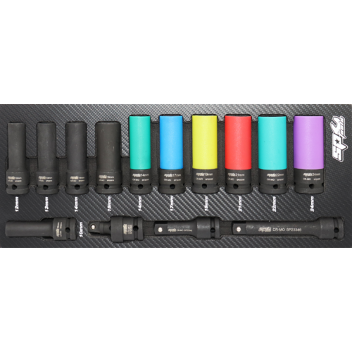 SP Tools Eva ToolKit Tech 14 Piece 1/2" Metric Impact Sockets SP50014