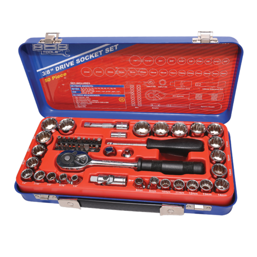 SP Tools Socket Set 888 3/8" Drive 12 Point Metric/SAE 50Piece T820201 