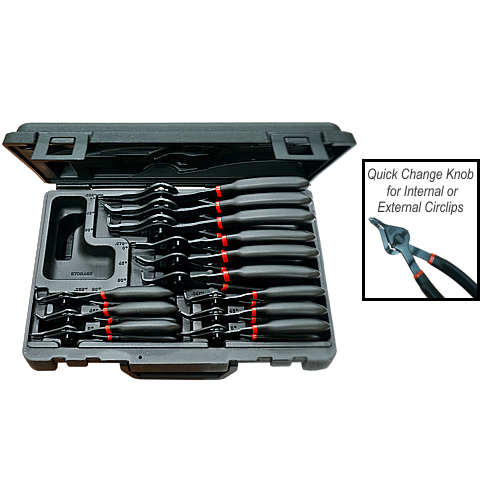 Quick Change Int/Ext Circlip Plier 12 Piece Set T&E Tools TE-127