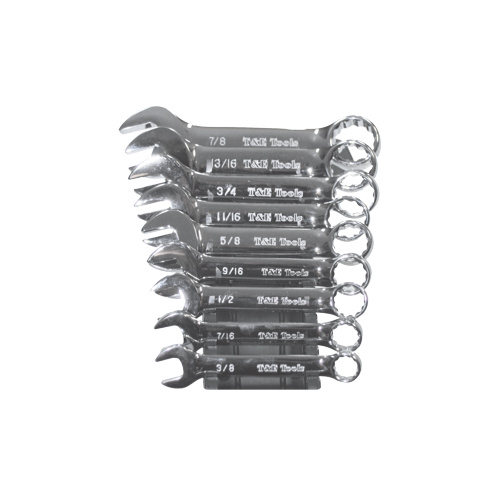 9 Piece  SAE Stubby Combination Wrench Set T&E Tools 13009S