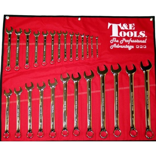 26 Piece Metric Pro-Line Combination Wrench Set T&E Tools 13126A