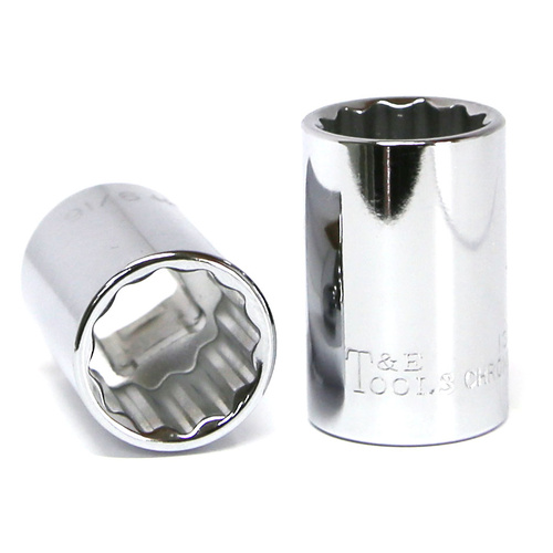 9/16" x 3/8" Drive Standard SAE Socket (12 Point) T&E Tools 13318