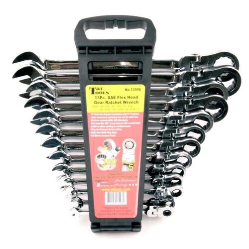 SAE Flex-Head Gear Ratchet Wrench Set 13Pc. 5/16" - 1" T&E Tools 13996