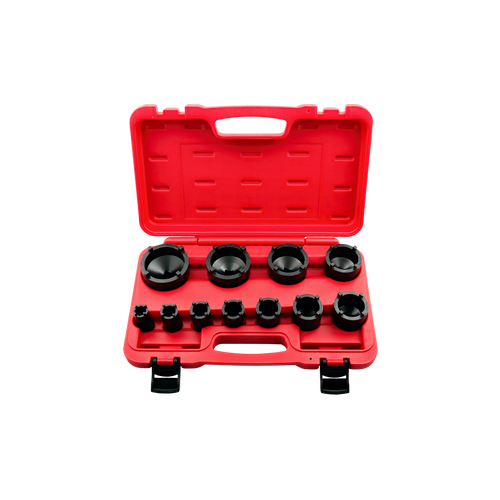 11 Piece 4 Pin Lock Nut Sockets (Outer Teeth) T&E Tools 1961