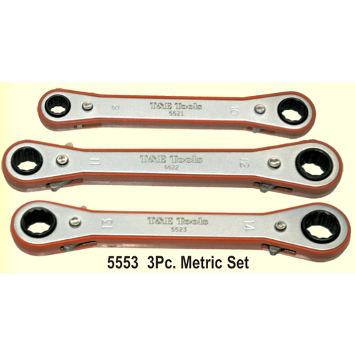 3 Piece Metric Ratchet Ring Set (12 Point) T&E Tools 5553
