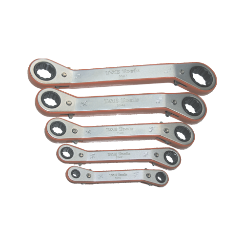 5 Piece SAE Offset Ratchet Ring Set (12 Point) T&E Tools 5572