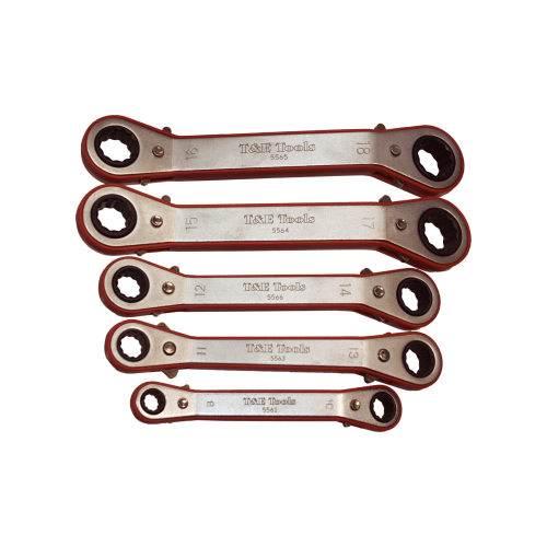 5 Piece Metric Offset Ratchet Ring Set (12 Point) T&E Tools 5575
