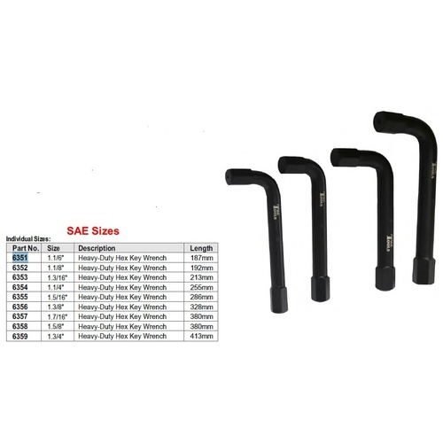 1.1/8" Heavy-Duty Hex Key Wrench T&E Tools 6352