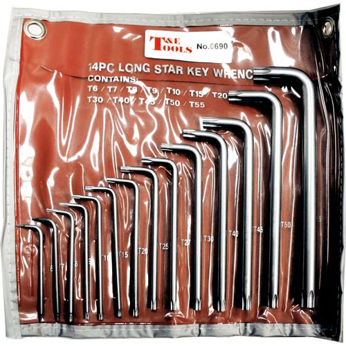 14 Piece Torx-r Key Set (Long Arm) T&E Tools 6690