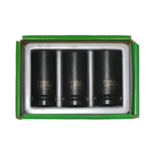 3 Piece Extra Slim Deep Impact Socket Set T&E Tools 841721