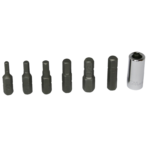 7 Piece SAE In-Hex Insert Bits (1/4" Hex Short) T&E Tools 91107