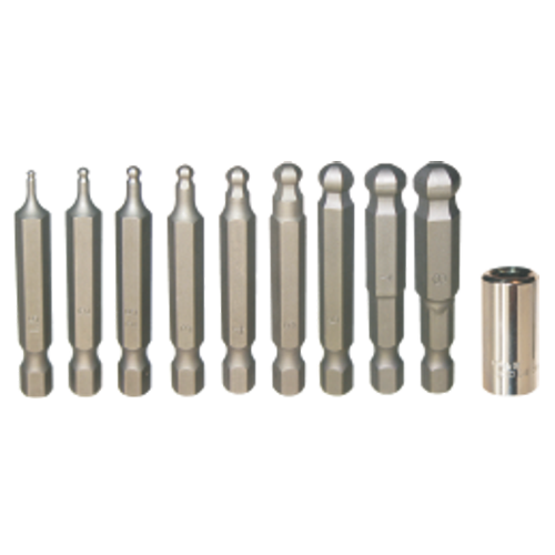 Metric Ball-End In-Hex Power Bits (1/4" Hex Long)10 Piece set T&E Tools 91128