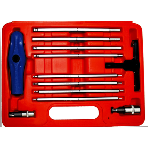 12 Piece Metric Ball-End In-Hex Bit Set (180mm Long) T&E Tools 91137