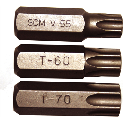 4Pc Torx-r Insert Bits (14mm Hex) T55-T70  50mm Long T&E Tools 91147