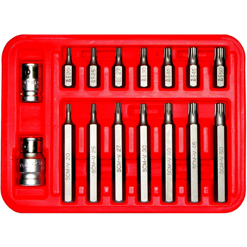 16Pc 5PtTamperTorx-Plus  Bits  10mm Hex T20-T55 30&75mm Long T&E Tools 91156