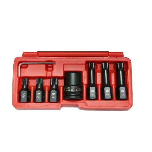 8 Piece Spline Impact Bits & Holder T&E Tools 91819