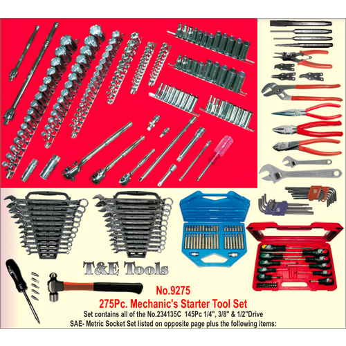 275Pc. Mechanic's Starter Tool Set T&E Tools 9275