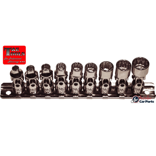 9 Piece 1/4"Drive Universal Sockets T&E Tools 92809