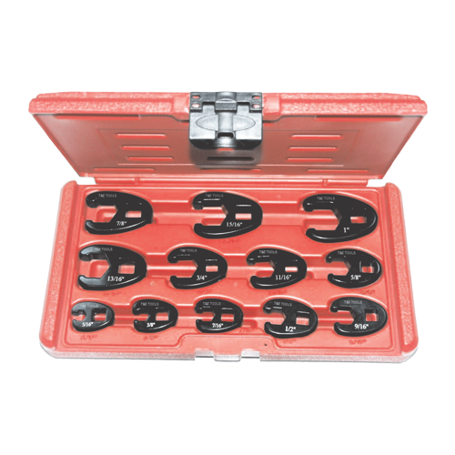 12 Piece SAE 3/8" & 1/2" Drive Flare Nut Crowsfoot Wrench Set T&E Tools 93912