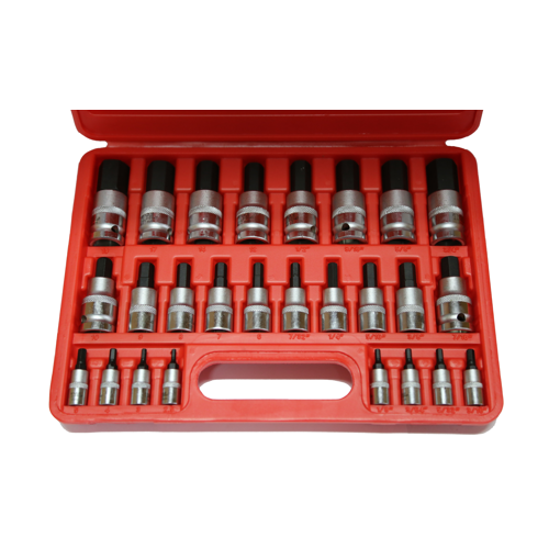 26 Piece SAE & Metric In-Hex Socket Set T&E Tools 94126