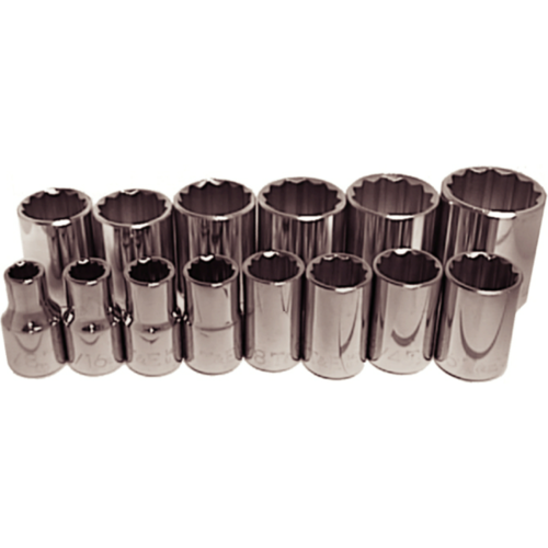 14Pc. 1/2" Drive SAE 12 Point Sockets   T&E Tools 94314