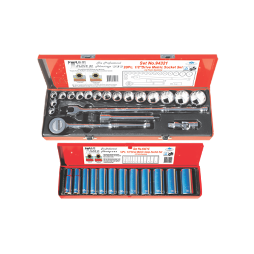 32 Piece 1/2" Drive Standard & Deep Metric Socket Sets (6 Point) T&E Tools 94633
