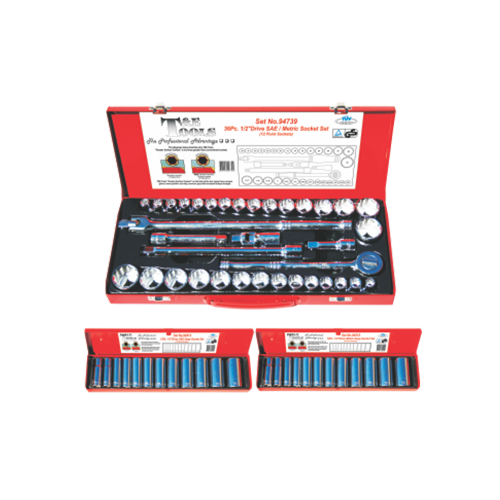 60 Piece 1/2" Drive Master Socket Sets (12 Point) T&E Tools 94767